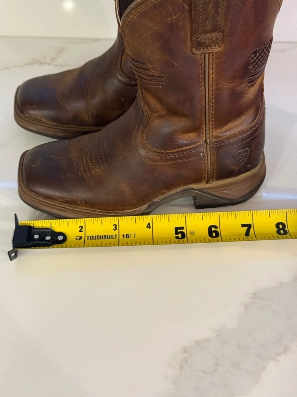 Ariat Brown Leather Western Pull-On Work Boot Kids size 9